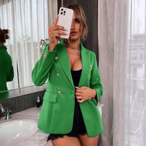 Blazer unicolore à bouton poche à rabat - SHEIN - Modalova