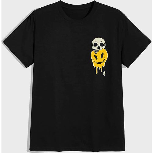 T-shirt tête de mort et imprimé visage de sourire - SHEIN - Modalova