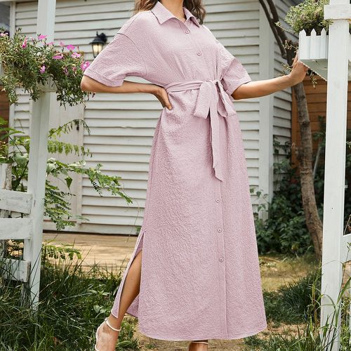 Robe ceinturée fendue avec boutons - SHEIN - Modalova