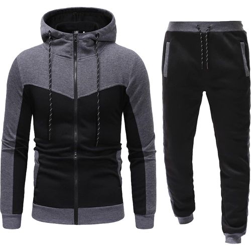 Pull à capuche bicolore zippé & Pantalon de survêtement - SHEIN - Modalova