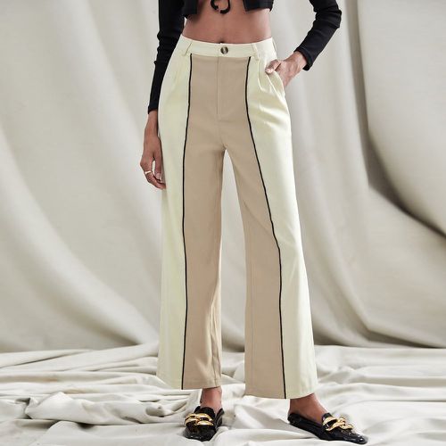 Pantalon droit à blocs de couleurs à poche à surpiqûres - SHEIN - Modalova