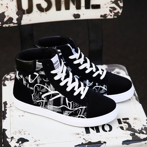 Chaussures skateboard montantes à applique lettre à motif graffiti graphique - SHEIN - Modalova