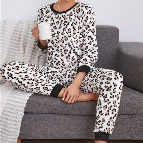 Ensemble de pyjama à motif léopard en flanelle - SHEIN - Modalova
