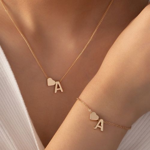 Pièces Set de bijoux à cœur et lettre - SHEIN - Modalova