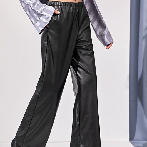 Pantalon à poche taille élastique en cuir PU - SHEIN - Modalova