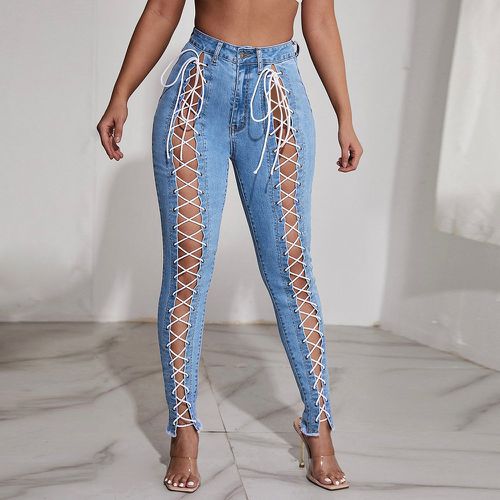 Jean skinny taille haute à lacets - SHEIN - Modalova