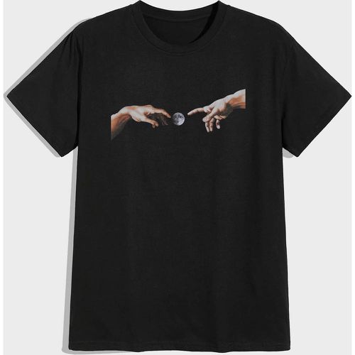 Homme T-shirt à imprimé main - SHEIN - Modalova