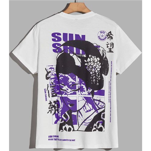 T-shirt avec motif caractère japonais & avec imprimé figure - SHEIN - Modalova