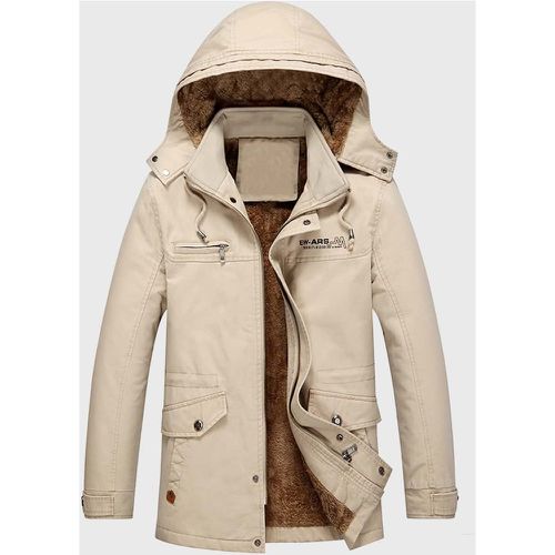 Manteau à cordon à capuche zippé en tissu duveteux doublure - SHEIN - Modalova