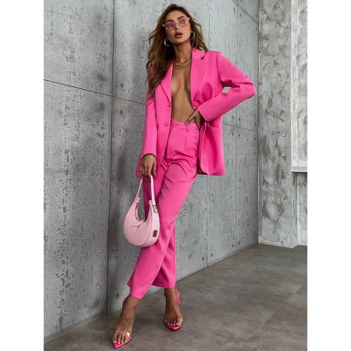 Blazer unicolore à poche à bouton - SHEIN - Modalova