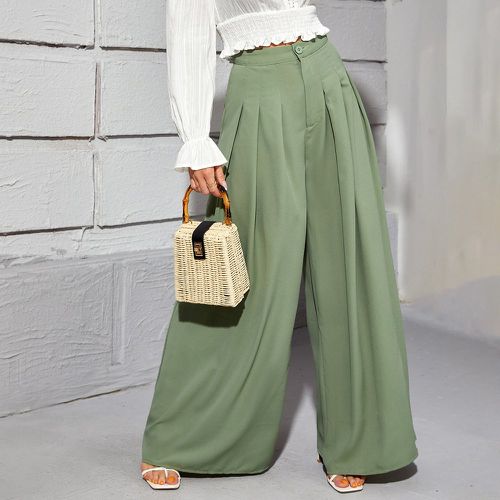 Pantalon ample taille haute à plis - SHEIN - Modalova