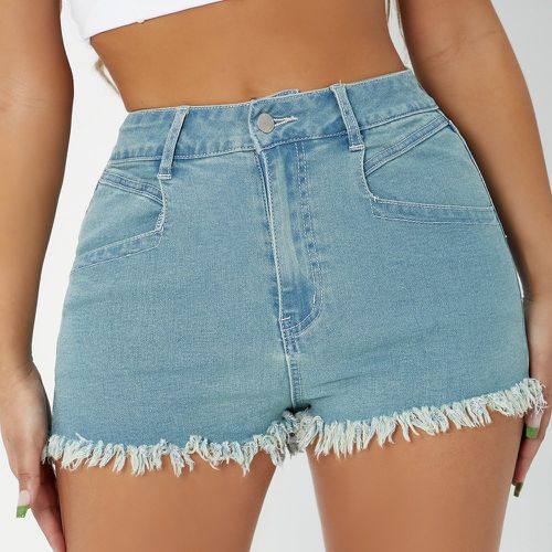 Short en jean à ourlet effiloché - SHEIN - Modalova