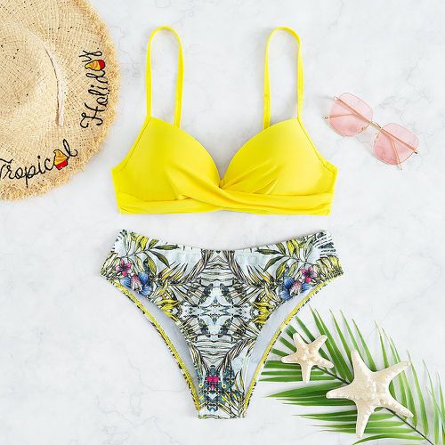 Bikini push-up à imprimé végétale - SHEIN - Modalova