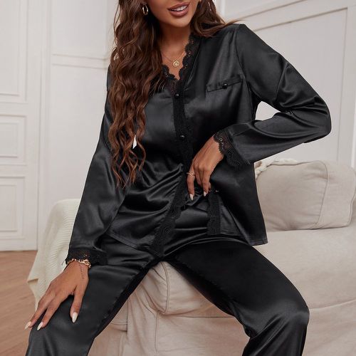 Ensemble de pyjama avec dentelle en satin - SHEIN - Modalova