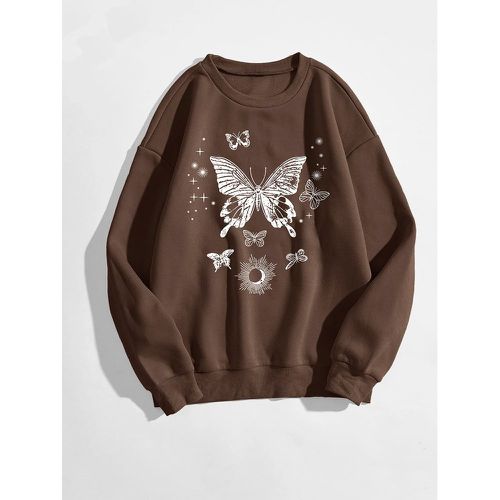 Sweat-shirt papillon et à imprimé soleil oversize à doublure thermique - SHEIN - Modalova