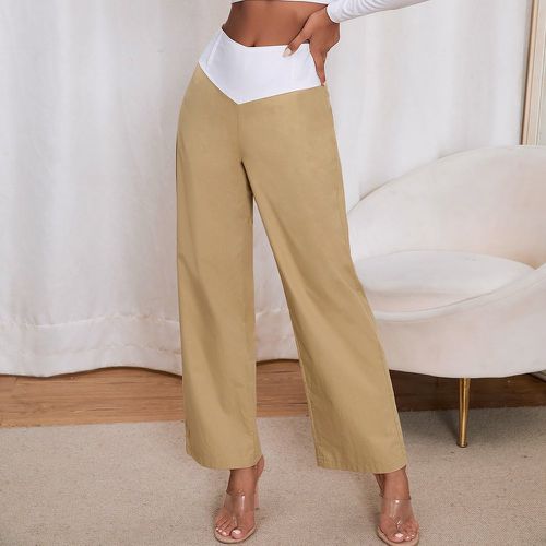 Pantalon ample taille haute à blocs de couleurs - SHEIN - Modalova