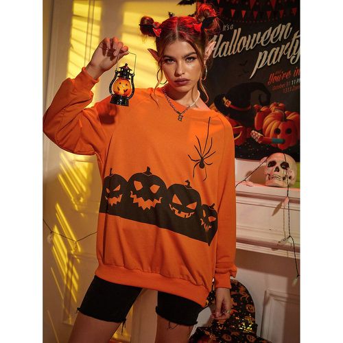 Sweat-shirt halloween citrouille et araignée à imprimé manches raglan - SHEIN - Modalova