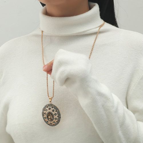 Collier à pendentif ovale avec strass - SHEIN - Modalova