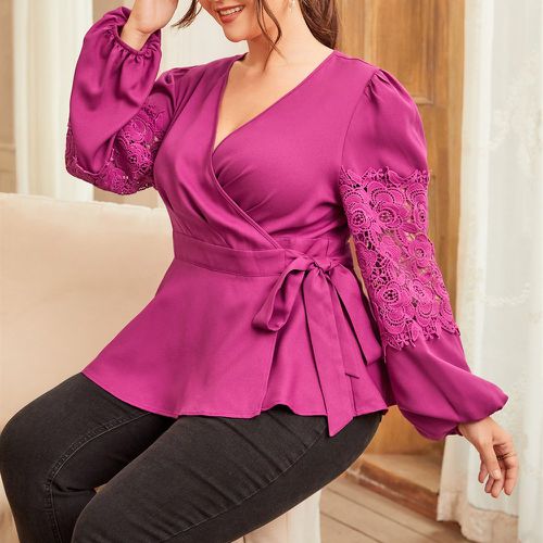 Blouse en dentelle croisée à nœud - SHEIN - Modalova