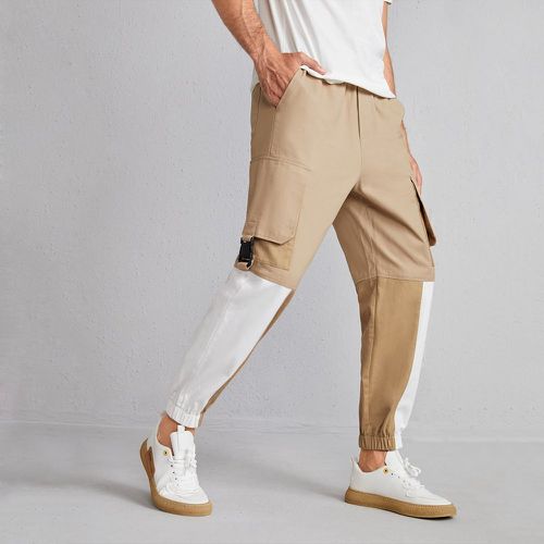 Pantalon cargo bicolore à poche à rabat à boucle - SHEIN - Modalova