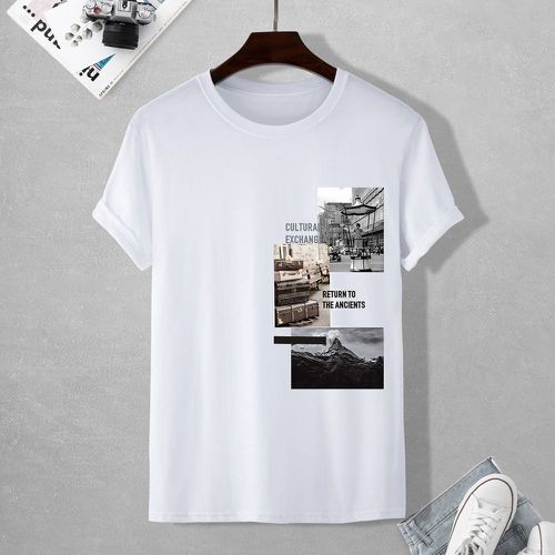 Homme T-shirt à imprimé photo - SHEIN - Modalova