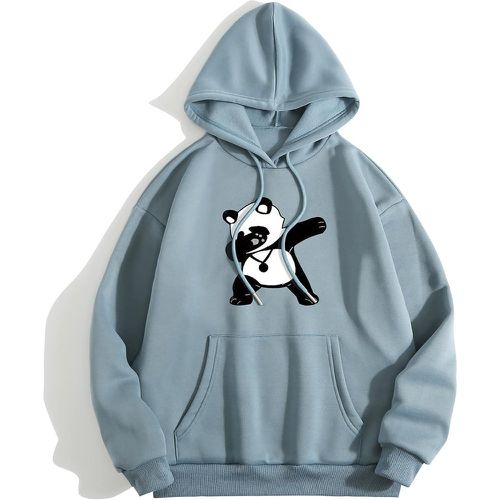 Sweat-shirt à capuche à imprimé panda à poche kangourou à doublure thermique - SHEIN - Modalova