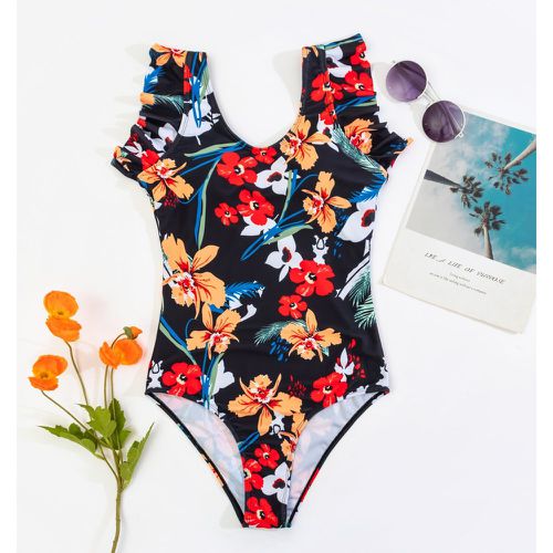 Maillot de bain une pièce à imprimé floral à volants - SHEIN - Modalova