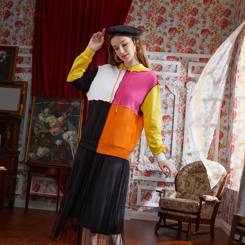 Sweat-shirt à capuche à blocs de couleurs - SHEIN - Modalova