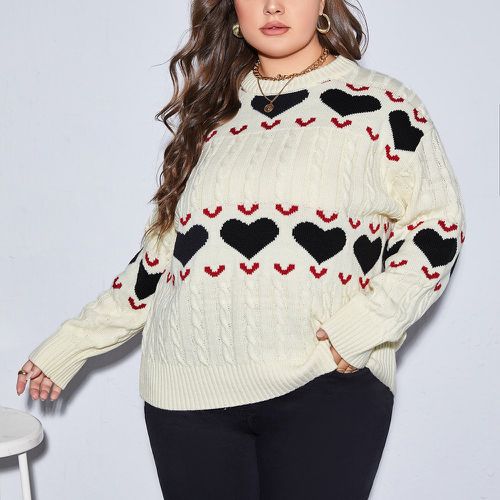 Pull avec motif cœur en tricot torsadé - SHEIN - Modalova