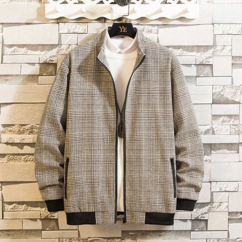 Pièce Manteau à carreaux zippé en tweed - SHEIN - Modalova
