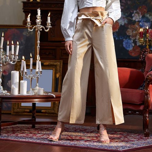 Pantalon ample taille asymétrique fendu ceinturé - SHEIN - Modalova