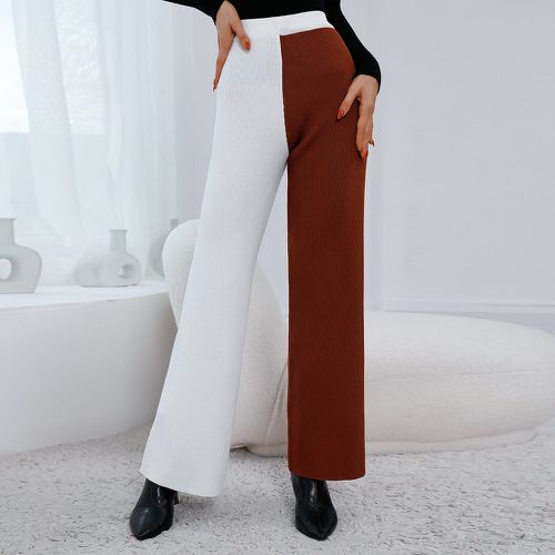 Pantalon bicolore taille haute en tricot - SHEIN - Modalova