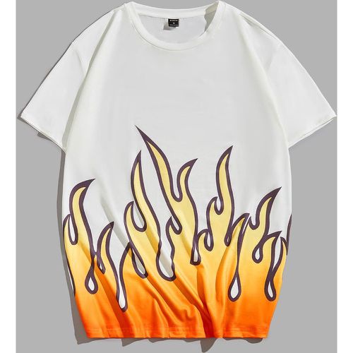 Homme T-shirt à imprimé flamme - SHEIN - Modalova