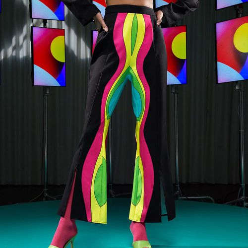 Pantalon à blocs de couleurs évasé fendu - SHEIN - Modalova