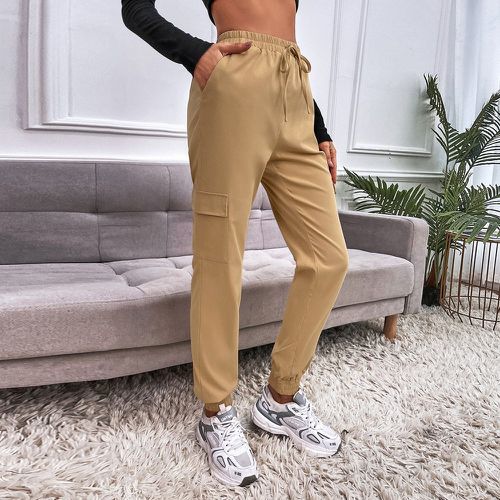 Pantalon cargo à taille élastique à poche à rabat - SHEIN - Modalova