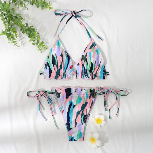 Bikini à blocs de couleurs à fronces - SHEIN - Modalova