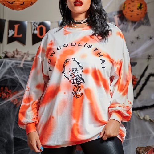 Sweat-shirt tie dye halloween lettre et à imprimé squelette - SHEIN - Modalova