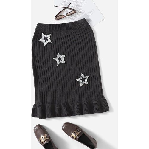 Jupe en tricot à motif étoile à volants - SHEIN - Modalova
