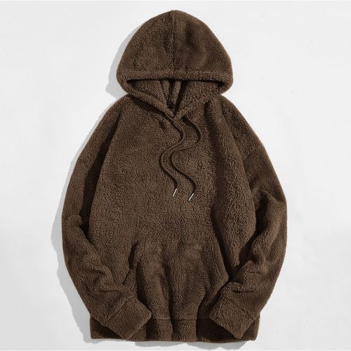 Sweat-shirt à capuche en tissu duveteux à cordon - SHEIN - Modalova