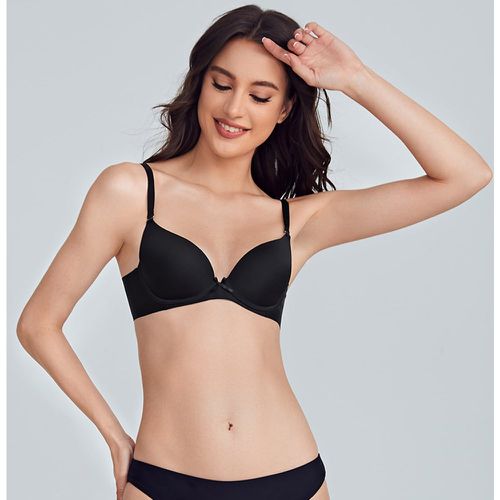 Soutien-gorge push up unicolore en microfibre - SHEIN - Modalova