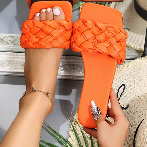 Sandales plates à design tressé - SHEIN - Modalova