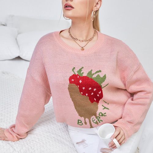 Pull avec motif fraise et lettre - SHEIN - Modalova