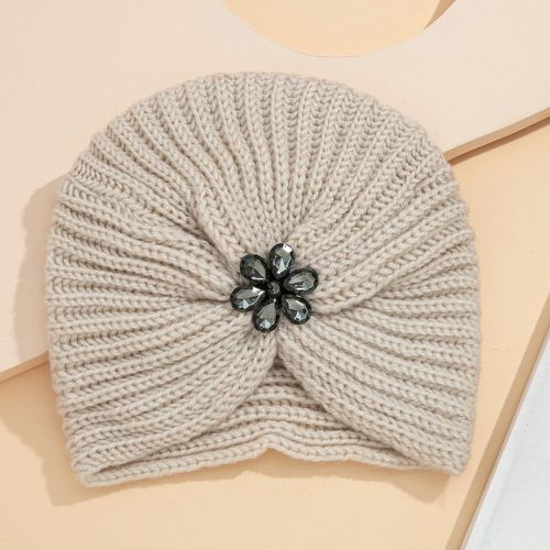 Chapeau à strass à fleur en tricot - SHEIN - Modalova