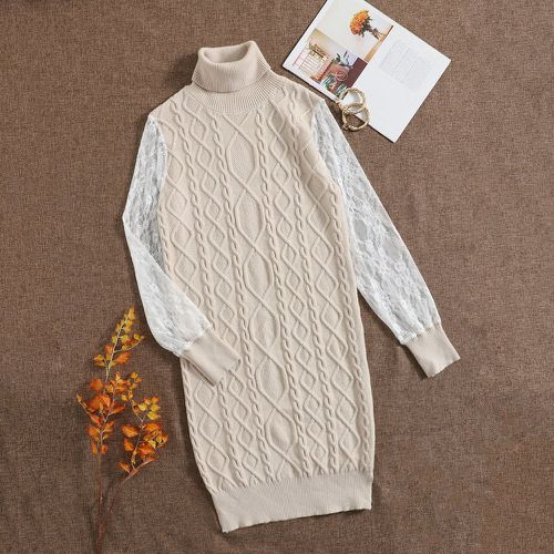 Robe pull fendue moulante à tulle en tricot torsadé - SHEIN - Modalova