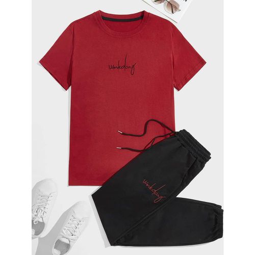 T-shirt avec motif lettre & Pantalon de survêtement à cordon - SHEIN - Modalova