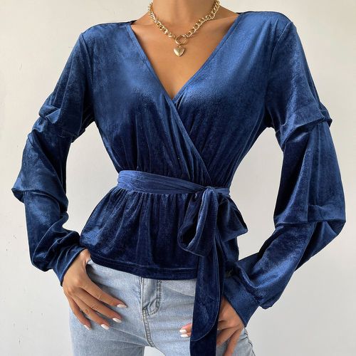 Blouse ceinturée en velours - SHEIN - Modalova