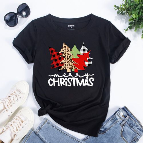 T-shirt à motif d'arbre de Noël et de lettre - SHEIN - Modalova