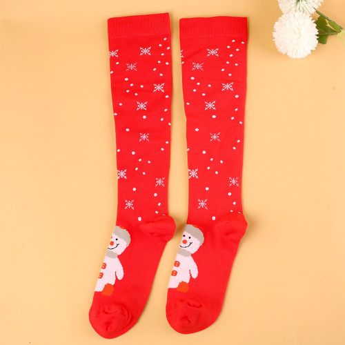 Chaussettes montantes avec motif Noël bonhomme de neige - SHEIN - Modalova