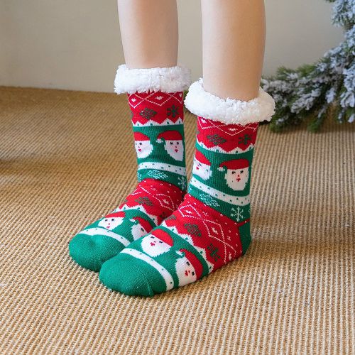 Chaussettes duveteuses à imprimé Noël - SHEIN - Modalova