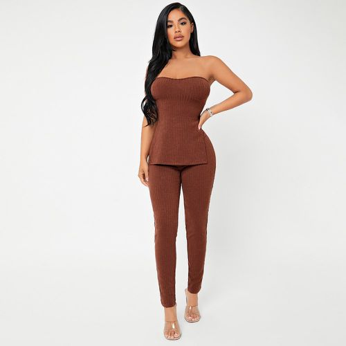 Top bandeau côtelé fendu & Legging - SHEIN - Modalova